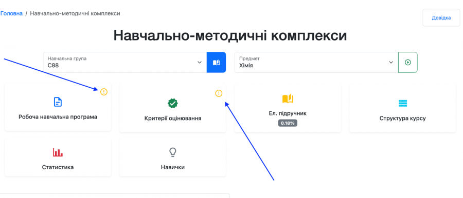 Контроль наявності робочих програм та критеріїв оцінювання в НМК і моніторі керівника
