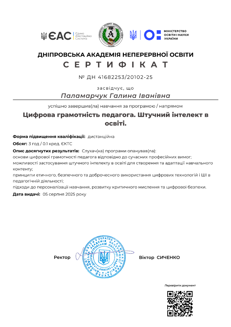 Цифровка грамотність педагога.Штучний інтелект в освіті.