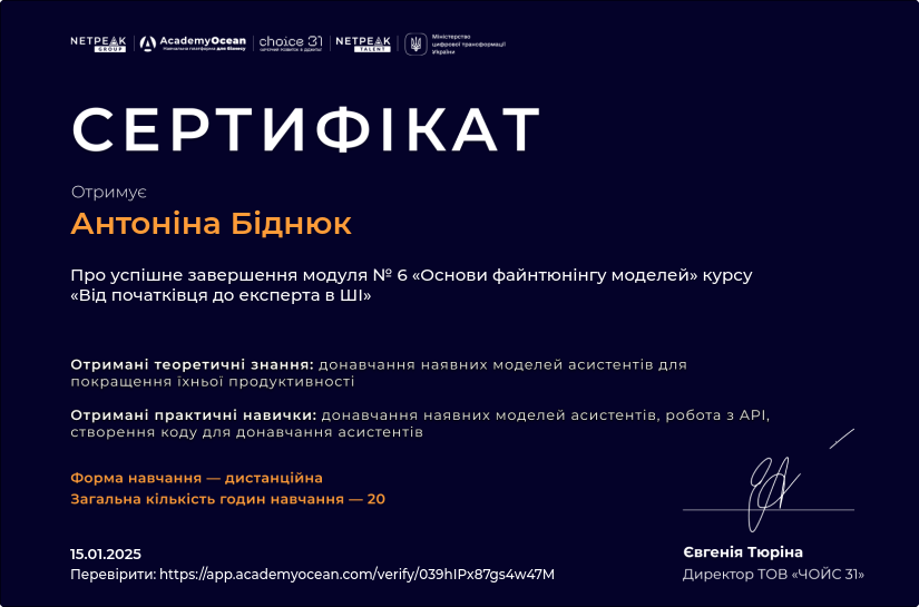 Курс-онлайн «Основи файнтюнінгу моделей»