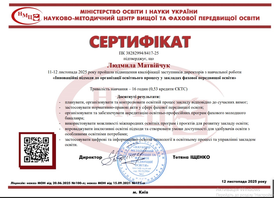 Інноваційні підходи до організації освітнього процесу у закладах фахової передвищої освіти