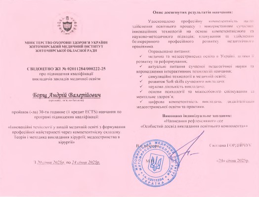 Інноваційні технології у вищій медичній освіті з формування професійної майстерності через компетентнісну складову. Теорія і методика викладання хірургії, медсестринства в хірургії