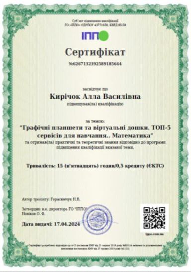 Онлайн-курс «Графічні планшети та віртуальні дошки. Топ – 5 сервісів для навчання… Математика»