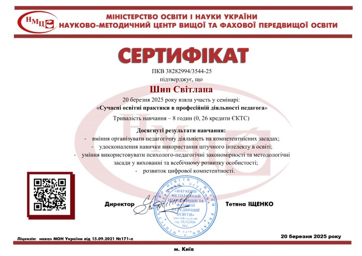 "Сучасні освітні практики в професійній діяльності педагога"