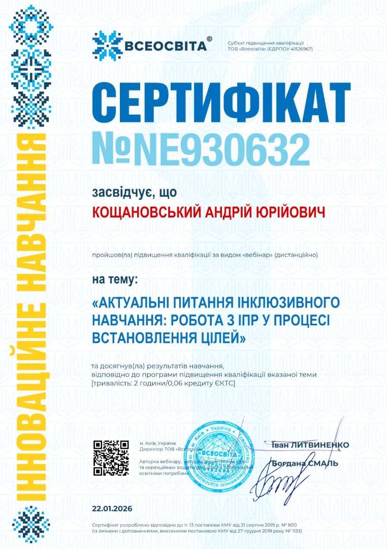 Актуальні питання інклюзивного навчання: Робота з ІПР у процесі встановлення цілей