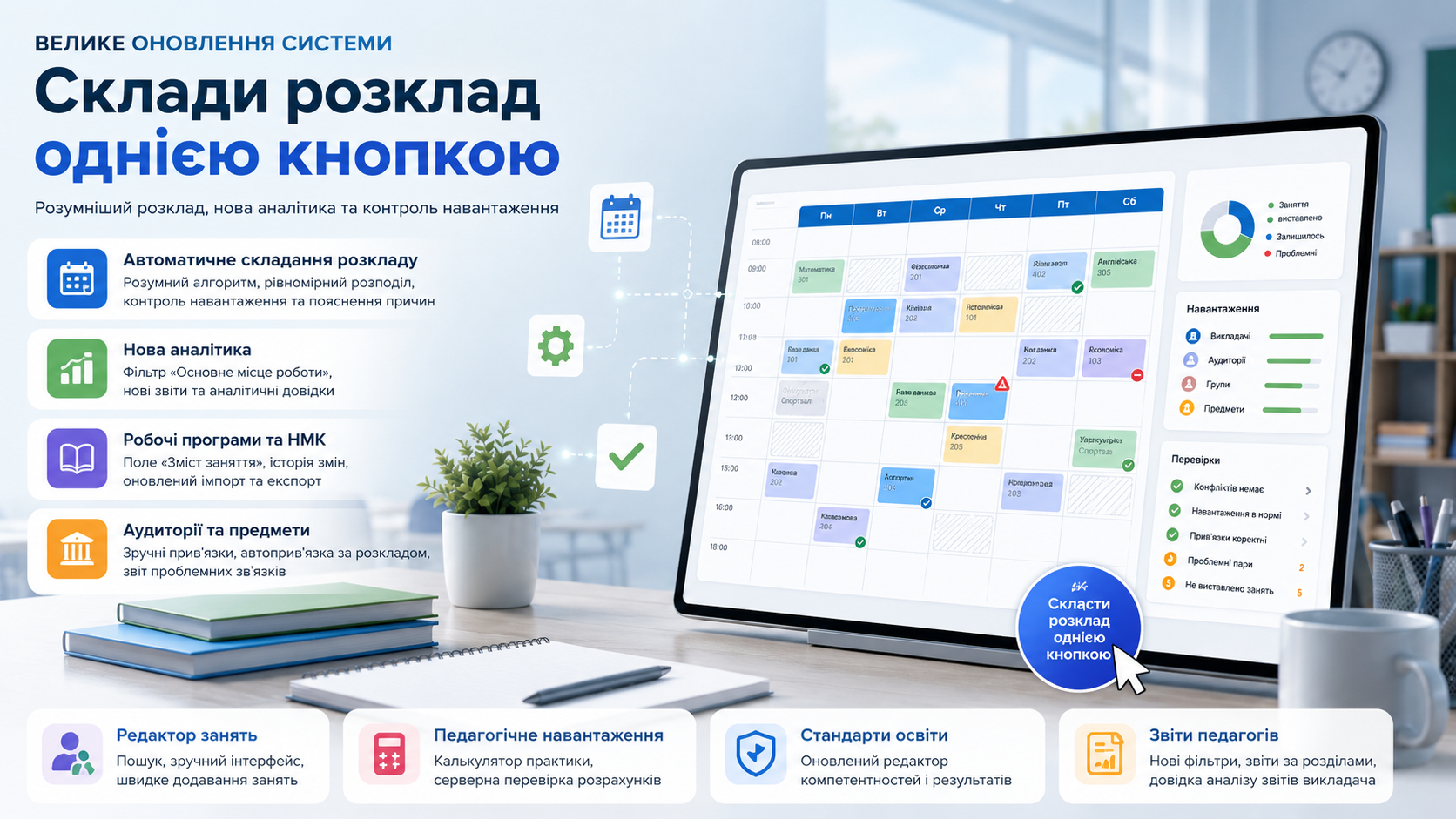 Склади розклад однією кнопкою та аналізуй результати ще швидше