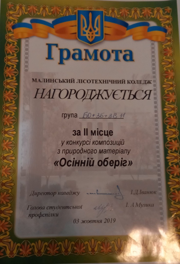 Кураторство групою БОЗБЗВ 21+22. Конкурс композицій з природного матеріалу "Осінній оберіг"