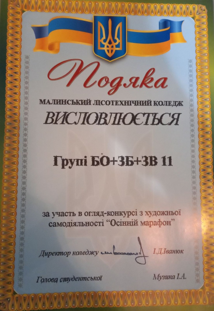 Кураторство групою БОЗБЗВ 21+22. Огляд-конкурс з художньої самодіяльності "Осінній марафон"