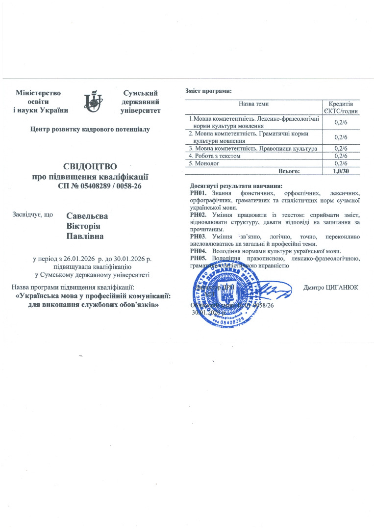 “Українська мова у професійній комунікації: для виконання службових обов’язків.”