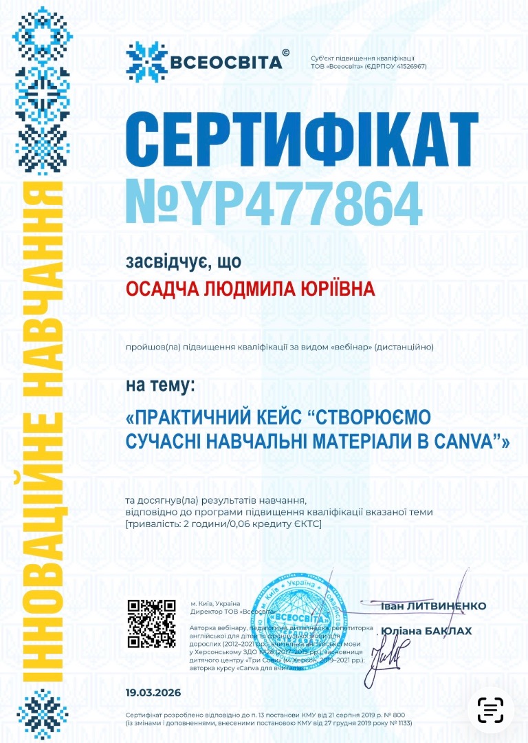 Практичний кейс «Створюємо сучасні навчальні матеріали а CANVA”