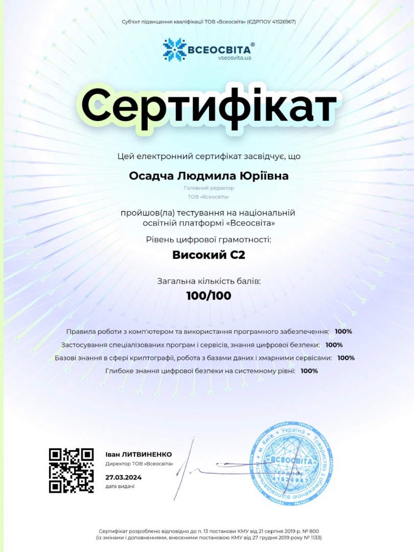 Рівень цифрової грамотності: