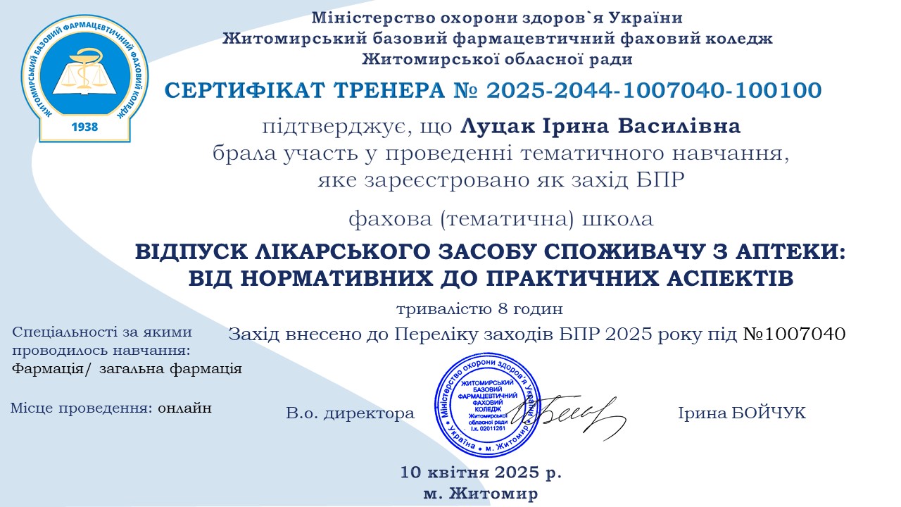 Сертифікат тренера