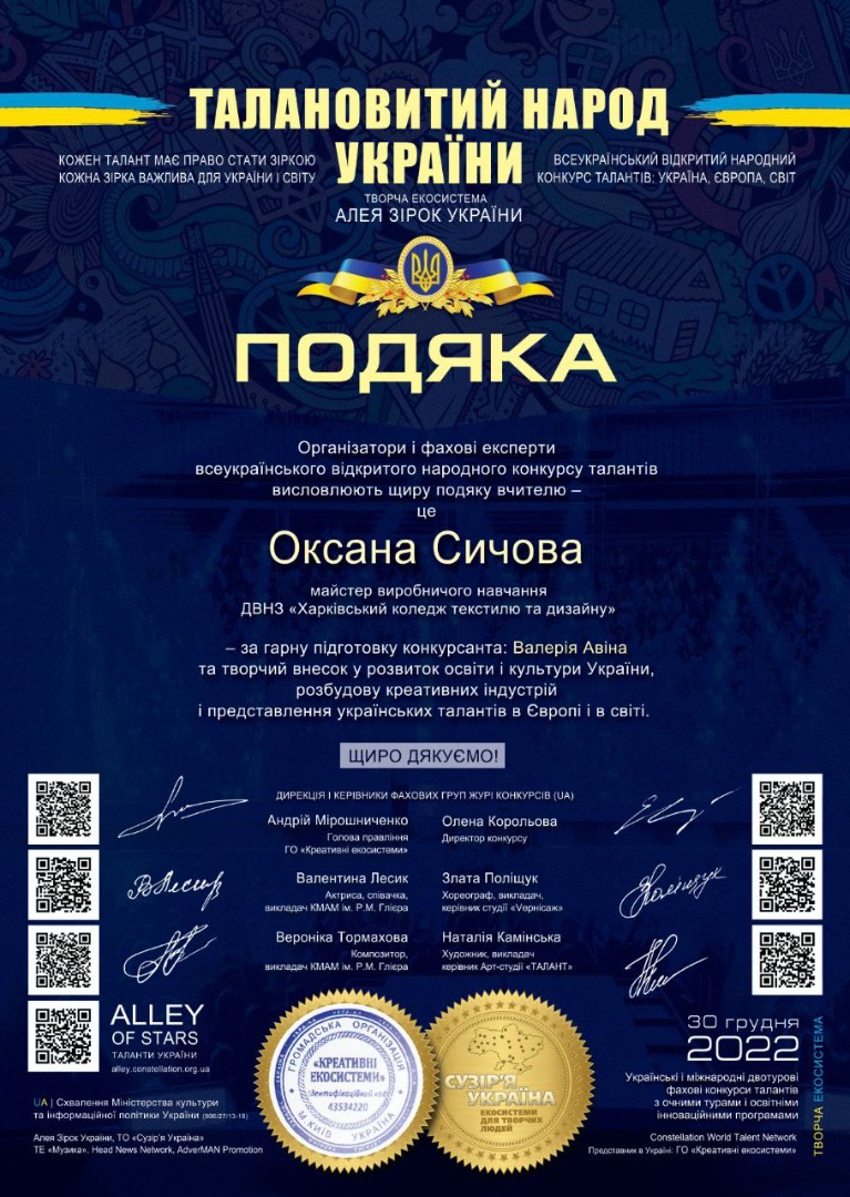 "Талановитий народ України" Всеукраїнський відкритий народний конкурс талантів: Україна, Європа, Світ