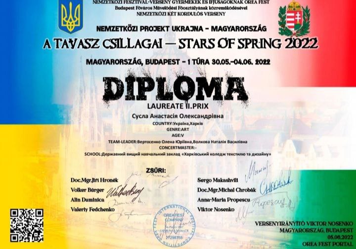Міжнародний фестиваль-конкурс дітей та молоді OREA FEST. Міжнародний проєкт Україна-Угорщина "Зірки Весни 2022"