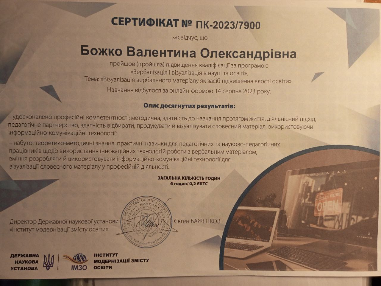 Візуалізація вербального матеріалу як засіб підвищення якості освіти