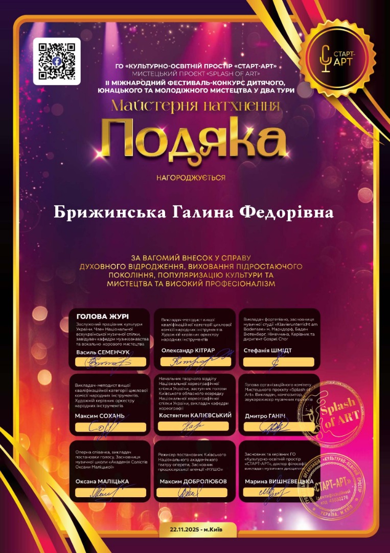 ІІ Міжнародний фестиваль-конкурс дитячого, юнацького та молодіжного мистецтва «МАЙСТЕРНЯ НАТХНЕННЯ»